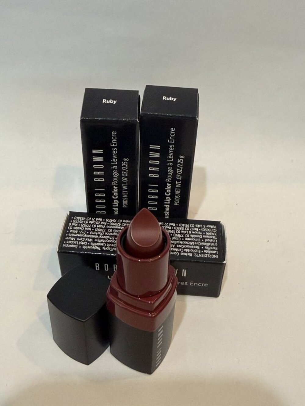 Bobbi Brown Crushed Lip Color RUBY Lipstick Balm .07 oz/2.25g Travel Size New X3